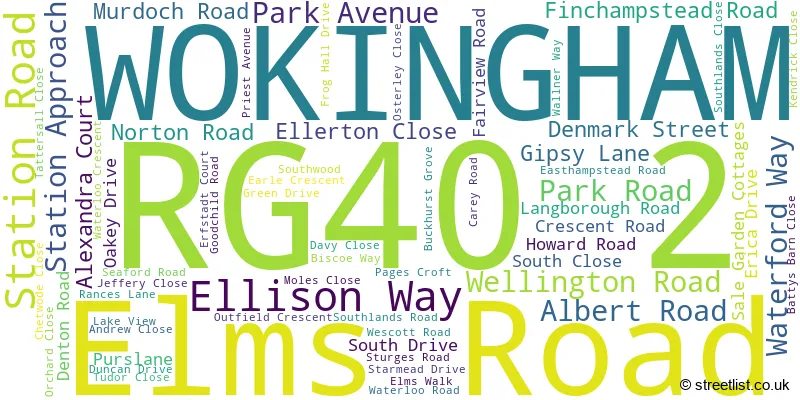 A word cloud for the RG40 2 postcode